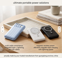 Batterie externe sans fil étanche 15W 22.5W avec 4 câbles intégrés, chargeur magnétique portable, charge rapide pour téléphone portable, écran LED