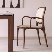 Chaise de salle à manger moderne en bois massif avec dossier rembourré en cuir, chaise ergonomique en bois pour la maison, le restaurant, l'hôtel, le café, noir et blanc