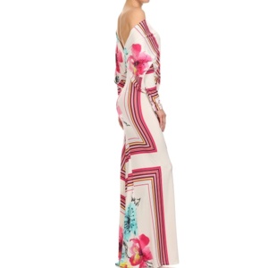 TD elegante tocco con stampa Dolman reversibile Maxi abito estivo Sexy ODM con collo quadrato con cerniera con stampa lungo fino al pavimento su richiesta - Product Image 4