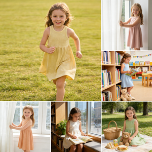 DC Mode Enfant Robes Filles Coton Biologique Tricot Sans Manches Tank Petites Filles 12M-7Y Été Détente Maison - Product Image 3