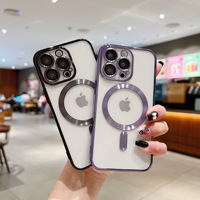 Coque transparente plaquée or de luxe avec chargeur magnétique sans fil et protection d'appareil photo pour iPhone 17 16 15 14 13