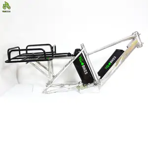 Pemasok Pabrik OEM Rangka Sepeda Suspensi Lemak Rangka Sepeda Kargo Baterai Ganda Rangka Sepeda MTB Elektrik Keranjang Ganda