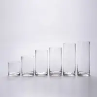 Huasen Tempat Lilin Kaca Transparan, Tempat Lilin Kaca Tebal Silinder Transparan Klasik dengan Ukuran Berbeda