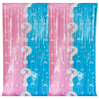 Rideau à franges métalliques bleu et rose pour révélation du sexe, décoration suspendue pour fête de bébé