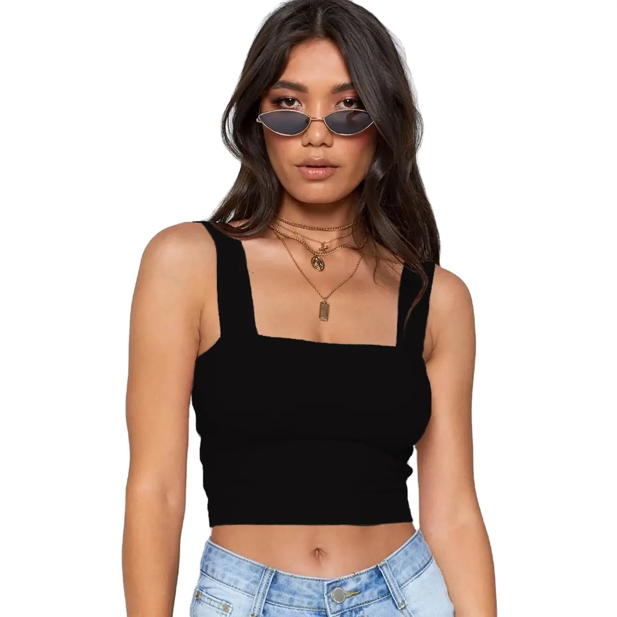 Crop Top Triko Wanita, T-shirt Seksi Crop Top Musim Panas