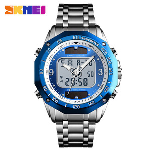 Skmei Digital Watch Solar Stainless Steel Strap Men's Watch Dual Time Water Resistant 30M Sport Style - Product Image 1