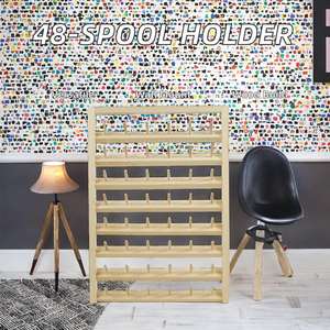 แกนม้วนสายที่วางด้าย5ชั้นทำจากไม้ติดผนังแบบทันสมัย48แกนม้วนสามารถเข้าถึงได้อุปกรณ์งานฝีมือเย็บปักถักร้อย - Product Image 2