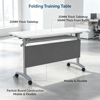 Table de formation pliante avec roulettes, en panneau de particules de 25 mm, bureau mobile à plateau rabattable pour bureau, réunion, salle de classe
