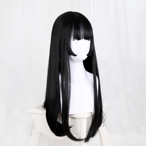 วิกผมยาวตรงสีดำ 60 ซม. สไตล์แฟชั่น ฮิเมะคัต สำหรับคอสเพลย์ วิกผมสังเคราะห์ อนิเมะ โลลิต้า เจ้าหญิง ขายส่ง ราคาดีที่สุด - Product Image 3