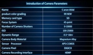 Venta al por Mayor B2B C Anon 850D, Condición A+, Suministro Estable, DSLR Usada de Alta Rotación, DSLR 850D Como Nueva con Capacidad de Grabación 4K - Product Image 6