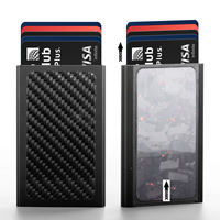 Dompet Kartu Geser Panel Halus untuk Bisnis, Bahan Aluminium Alloy, Anti RFID, Tombol Akses Cepat, Tempat Kartu Kredit 6 Inci