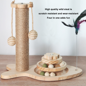 Fish Princess Real Wood <strong>Cat</strong> Scratcher <strong>Trees</strong> Durable Pet Column with Friendly Climbing Frame Carton Packed - Product Image 4