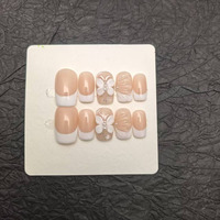 Faux ongles pressés par le fournisseur, motif de Noël peint à la main, décoration 3D, ongles artificiels, support personnalisé