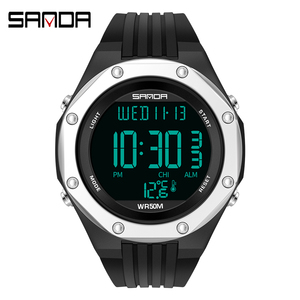 SANDA-reloj deportivo para hombre, cronógrafo Digital LED con termómetro ambiental, resistente al agua - Product Image 4