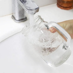 Nước ép trái cây cốc thủy tinh 16oz 450ml smoothies Mason lọ uống thủy tinh có nắp đậy và rơm và xử lý - Product Image 4