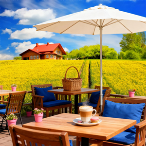 Papel Tapiz de Seda Impermeable con Paisaje Rural, Campo de Flores Amarillas, Cielo <span class=keywords><strong>Azul</strong></span>, Decoración Moderna para Paredes del Hogar, Cafetería, Baño, Fácil de Instalar - Product Image 2