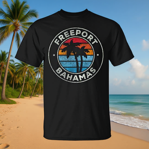 T-shirt vintage con grafica retrò anni '70 di Freeport Bahamas - Product Image 3