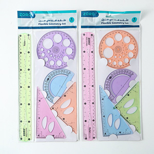Juego de 5 reglas geométricas flexibles - Kit de herramientas de dibujo matemático plegables para la escuela y la oficina - Product Image 2