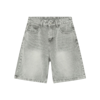 Jorts Skater Décontracté Mode Urbaine Délavé Moustaches Homme, Jean Denim Coupe Large Demi-Pantalon Bas Court Baggy Designer