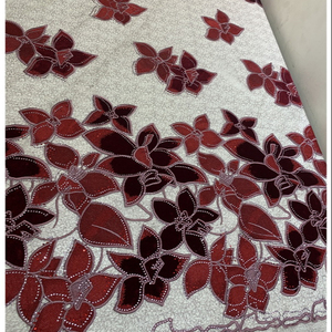 Thiết Kế Lá Phong Hoàn Toàn Mới Ren Vải Tuyn Thêu Đính Đá, Vải Ren Ném Đá Hồi Giáo - Product Image 1