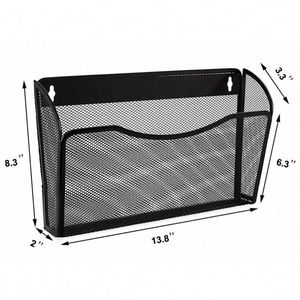 <b>Wall</b> Mount File Holder Metal Mesh Single Pocket <b>Hanging</b> File Organizer Magazine Folder <b>Basket</b> - Product Image 4