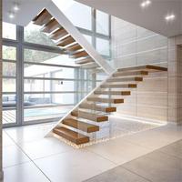 Escaliers flottants en acier modernes avec éclairage LED et verre sans cadre idéal pour les villas australiennes
