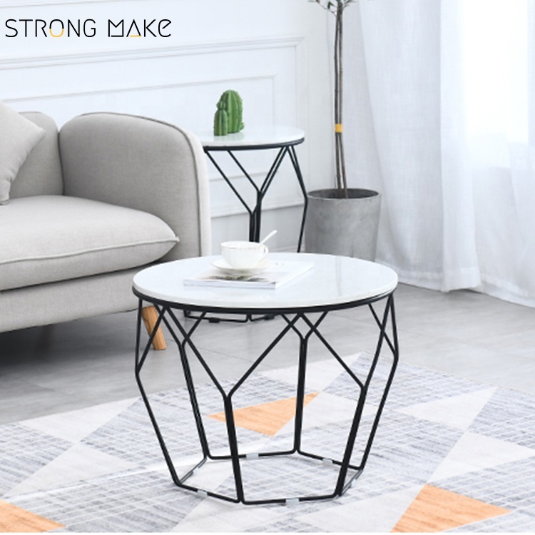 Marbre Café Acier Tables D'appoint pour Meubles D'art Or Utilisé Table Basse