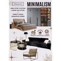 Ensemble de meubles de chambre contemporains en bois massif avec lit king-size, armoire, table de chevet et fauteuil individuel pour usage domestique ou hôtelier
