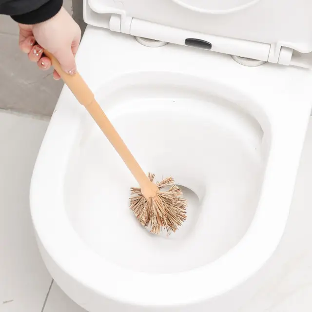 Escova de limpeza de banheiro, por atacado, escova de madeira para limpar banheiro