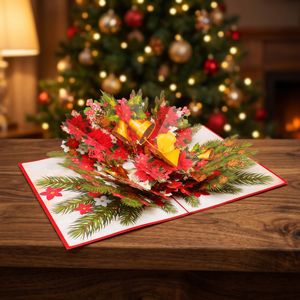 Fleurs de Poinsettia Noël Cadeaux 3D Carte Pop Tendance Actuelle Meilleur Prix Artisanat Découpe Papier Vietnam Conception Personnalisée - Product Image 3