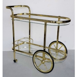 Luxury Living Room Table Brass Metal Tea <b>Trolley</b> With <b>Serving</b> Cart Design For Hotel Restaurant And Banquet Hall Service Use - Product Image 1