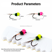UV-Offset Fluoreszierendes Gelb Fluoreszierendes Rosa Wolfram-Perlen-Nymphen-Jig mit 18 #   Fliegenfischerhaken mit Wolfram-Angelgewicht
