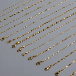 Stainless Steel Cable Beads Chain Cuban Link Chain Necklace Herringbone Chain with Lobster Clasps for DIY