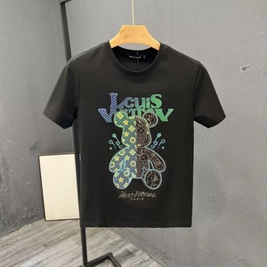 Camiseta de Manga Corta con Patrón Geométrico Blanco para Hombre Louis Vuitton, Estilo Urbano Holgado, Cuello Redondo, Tejida, 100% Algodón - Product Image 5