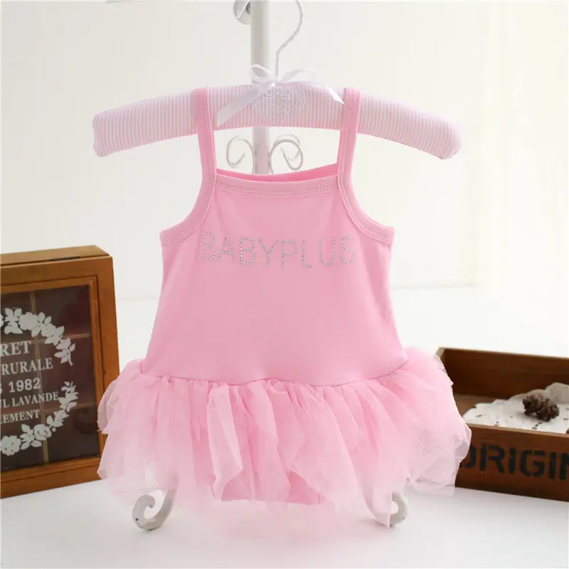Kids Wear Wholesale market New Diamond Letter Clothes Designer Summer Sling Baby Cotton Dresses For Girls