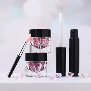 New Product Glitter Powder Lip primer Set No Brand High Pigmented Makeup High Pigment Lipstick Kit