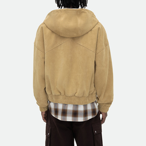 Sweat à capuche zippé 2 voies KingSen OEM pour homme en daim avec logo brodé 3D, respirant, appliqué, style streetwear hiver, longueur standard, hip-hop - Product Image 5