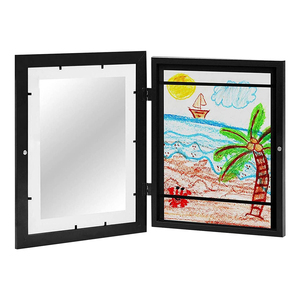 Cadres pour œuvres d'art pour enfants NOVISON, carrés, en bois poli, écologiques, décoration de vacances, à suspendre au mur, cadeau, ouverture magnétique sur le devant - Product Image 1