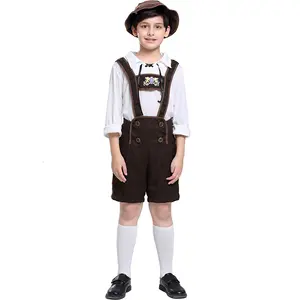 Kids Clothes Boys Oktoberfest Uniform Outfit Child Bavarian Beer German Lederhosen Cosplay Halloween Party Costume