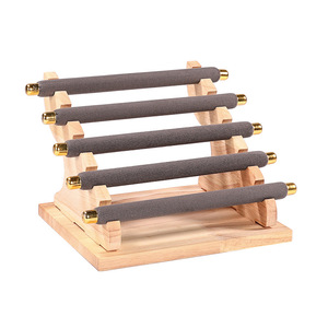 Espositore con anello a 5 strati in legno rimovibile portaoggetti con anello scaletta portagioie staccabile con asta in velluto multicolore - Product Image 4