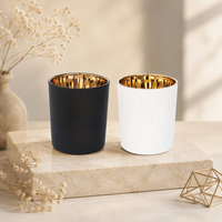 HONGYU Pot à bougie de Noël cylindrique noir mat électroplaqué or 10 oz, récipient en verre avec couvercle et emballage en boîte
