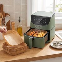 200 pièces de doublures carrées de 8 pouces pour friteuse à air, jetables, anti-éclaboussures, résistantes à la chaleur, en papier sulfurisé antiadhésif, avec bords surélevés, résistantes à l'huile