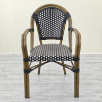 Chaise de bistrot d'extérieur en rotin PE avec structure en aluminium, résistante aux UV, style européen, pour patio, jardin, café, restaurant, fauteuil empilable