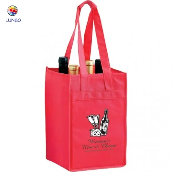 Customized 80gsm non woven wine bag with 4 pack bottles