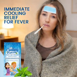 <span class=keywords><strong>Patch</strong></span> de <span class=keywords><strong>gel</strong></span> hydrogel rafraîchissant au menthol pour la tête et le front, soulagement instantané de la fièvre, fabrication OEM - Product Image 4