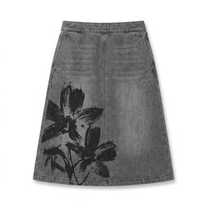 Wholesale Womens Denim <b>Maxi</b> <b>Skirt</b> Light Wash Denim Utility Pocket Custom Label Supplier Wholesale Supply - Product Image 1