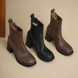 Cialisa Fashion Patchwork Short Boots for Lady 2025 Autumn <strong>Winter</strong> <strong>Shoes</strong> Daily Dress Elegant High Heel <strong>Women</strong> Ankle Boots Sizes 40 - Product Image 4