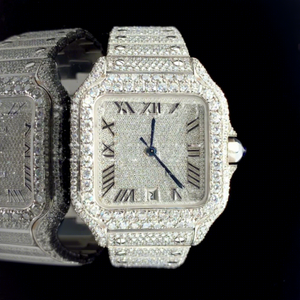 Reloj de Lujo con Esfera de Cristal Cuadrada de Acero Inoxidable y Moissanita Blanca, Estilo Hip Hop, para Regalo - Product Image 1