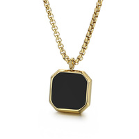 Colliers YIYUN Vintage Cool Cuban Figaro Box Chain Cool Black Gold Enamel Square Pendant Bijoux pour moi