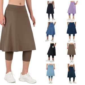 OEM ODM EU-Größe Damen High-Waist 2-in-1 Sieben-Teile-Leggings Fünf-Teile-Rock Übergröße Gym Tennis Modest Rock mit Tasche - Product Image 4
